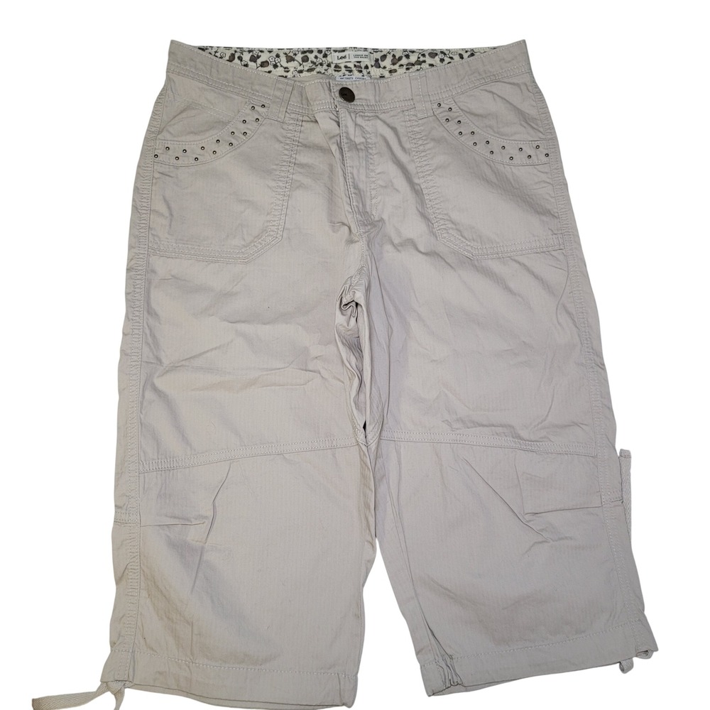 Lee Womens Khaki Tan Studded Capri Cargo Pants Beige Size 12